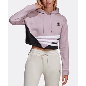NEW Adidas XS Purple LS Cropped Hoodie Sweater